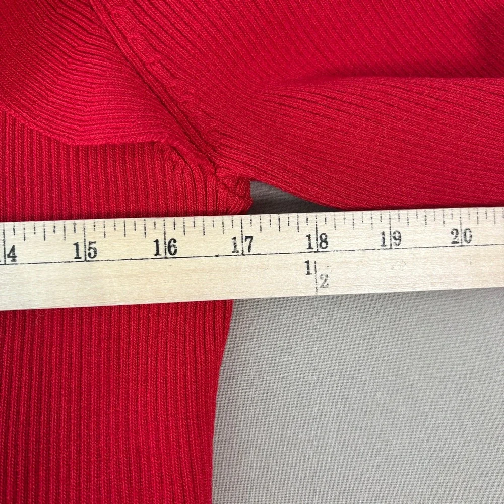 Express Ribbed Sweetheart Neckline Ruffle Peplum Sweater Womens XL Red Ruffle